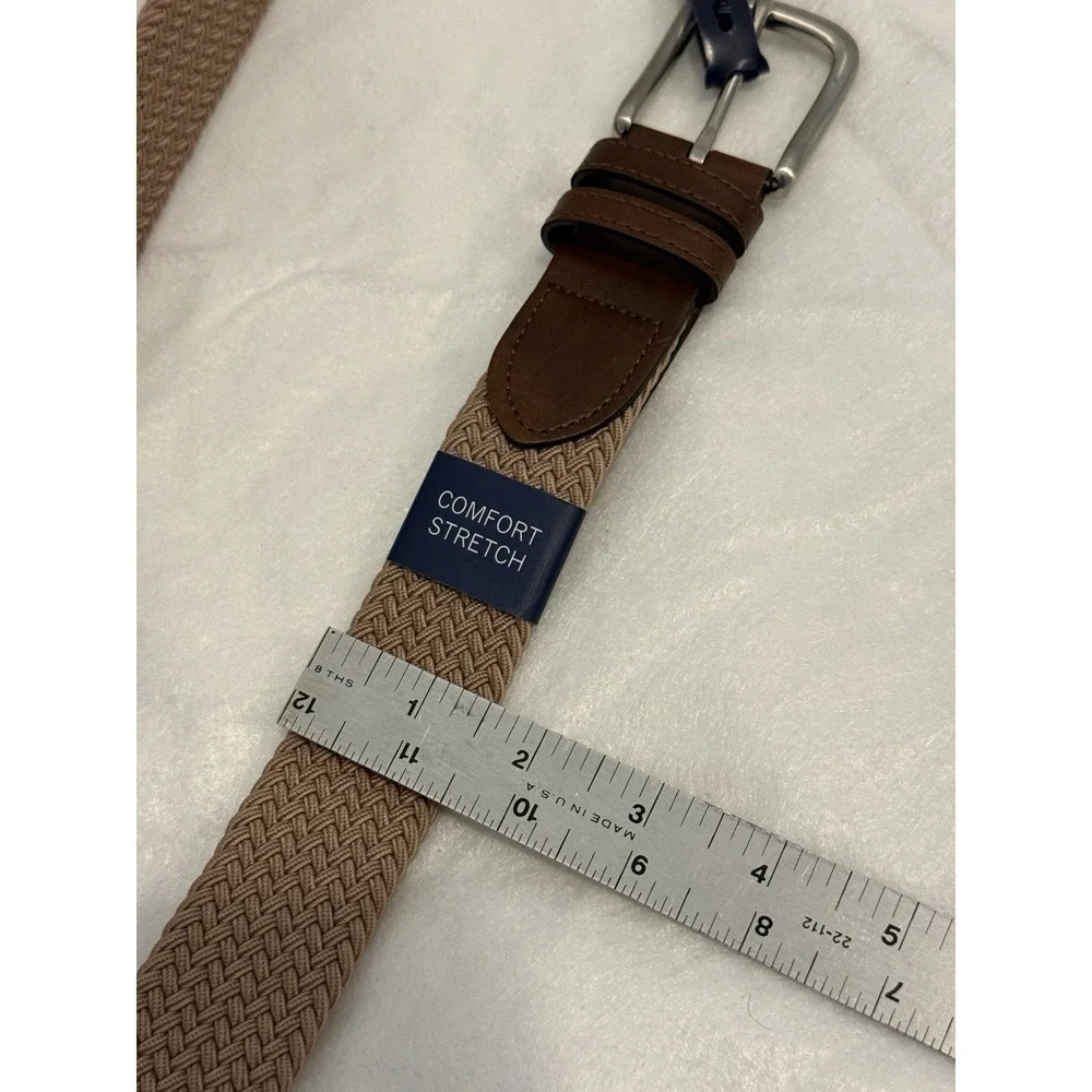 Saddlebred Belt Mens Large SIZE: 38-40  Trim Woven‎ Braided Classic Khaki NWT